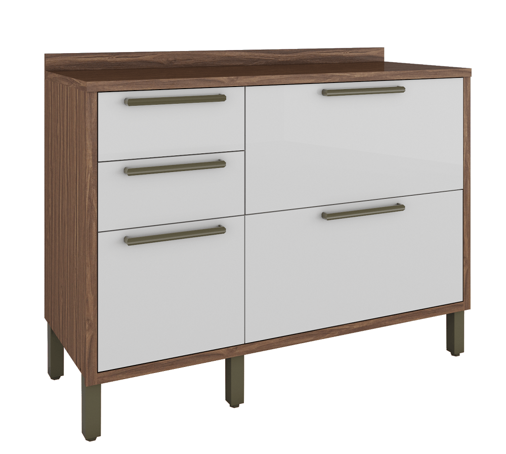 Balcão com Tampo 2 Portas 3 Gavetas 1,20m Lojas Marabraz