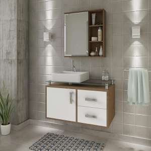 Conjunto Para Banheiro Trindade 80cm Com Espelheira Treviso - Mgm