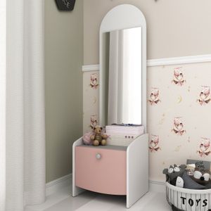 Mesa De Cabeceira Cutias Com Espelho E 1 Gaveta -