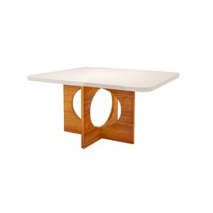 Mesa Retangular King Com Vidro Off White 1,30x90cm -