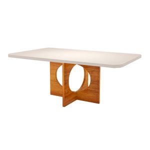 Mesa Retangular King Com Vidro Off White (1,80x90cm) -