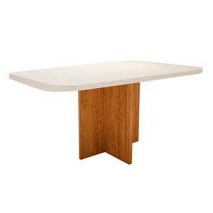 Mesa Retangular Alfa Com Vidro Off White (1,60x80cm) -