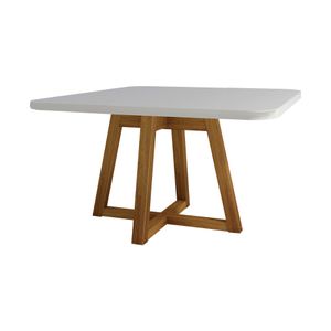 Mesa Retangular Lucca Com Vidro Off White (1,60x80cm) -