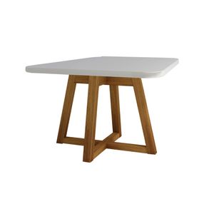 Mesa Quadrada Lancy Com Vidro Off White 1,00m -