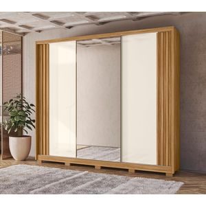 Guarda Roupa Casal Arizona Com Espelho 3 Portas De Correr E 6 Gavetas -