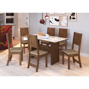 Conjunto Mesa Retangular Evora Com 6 Cadeiras 1,50m -