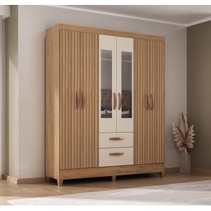 Guarda Roupa Casal Mandacaru Com Espelho 6 Portas E 2 Gavetas -