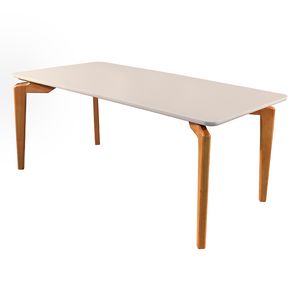Mesa Retangular Horizonte Com Tampo E Mdf Laqueado Com Vidro 1,80m -