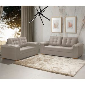 Conjunto Sofá 3 E 2 Lugares Liege Com Revestimento Em Veludo -
