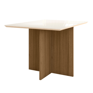 Mesa Retangular Lotus Tampo De Madeira Com Vidro 1,20m-