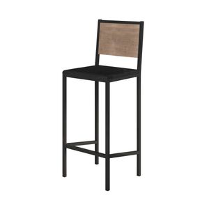 Banqueta Keva Tubo Preto Assento Em Korino 1,03m -