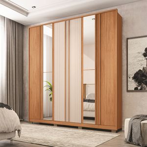 Guarda Roupa Mozart 6 Portas E 4 Gavetas Com Espelho -