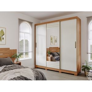 Guarda Roupa Casal Paraú Com Espelho 3 Portas De Correr E 4 Gavetas -