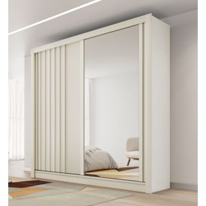 Guarda Roupa Casal Lugano Com Espelho 2 Portas De Correr E 4 Gavetas -