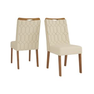 Conjunto Com 2 Cadeiras Bia Em Mdf Linho Neve -