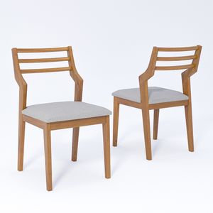 Conjunto Com 2 Cadeiras Damasco Linho Cru -