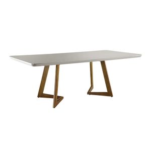 Mesa Retangular Livia Com Vidro Off White 1,80m -