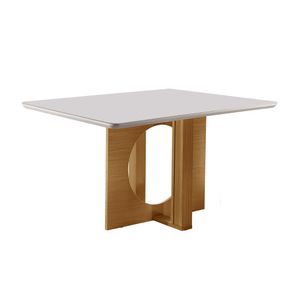 Mesa Retangular Firenze Com Vidro Off White 1,20m -