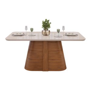 Mesa Retangular Ryze Tampo Com Vidro Off White 1,80m -