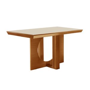 Mesa Retangular Mely Com Vidro Off White 1,20m -