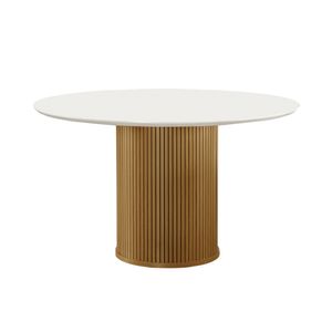Mesa Quadrada Dara Com Vidro Off White 1,10m -