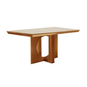 Mesa Retangular Mely Com Vidro Off White 1,60m -