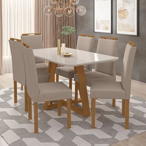 Mesa Retangular Lorraine Com Vidro Off White 1,60m -