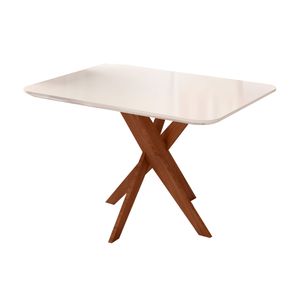 Mesa Retangular Valentina Com Vidro Off White 1,20m -