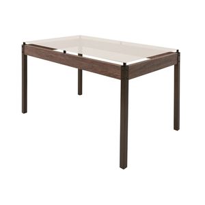 Mesa Retangular Mix Com Vidro Off White 1,40m -