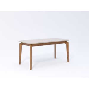 Mesa Retangular Ficus Com Vidro Off White 1,60m -