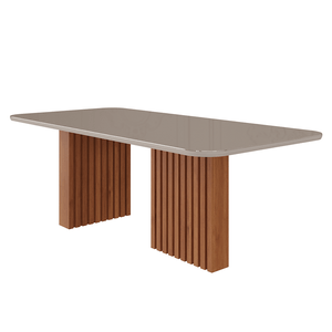 Mesa Retangular Louise Com Vidro Off White 2,10m -