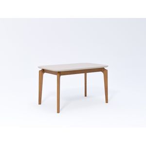 Mesa Retangular Ficus Com Vidro Off White 1,30m -