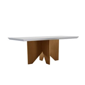 Mesa Retangular Nevada Com Vidro Off White 1,80m -