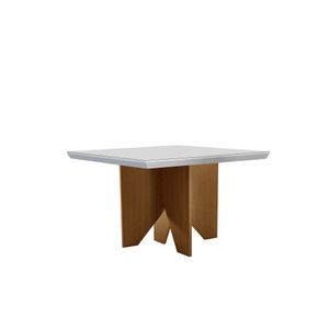 Mesa Quadrada Nevada Com Vidro Off White 90cm -