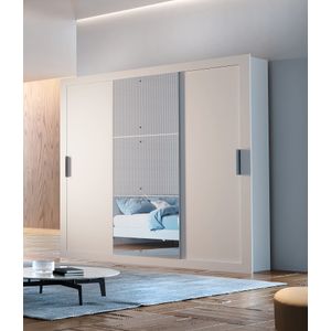 Guarda Roupa Casal Veneza Luxo Com Espelho 3 Portas De Correr E 4 Gavetas -