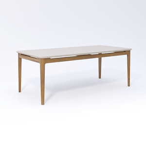 Mesa Retangular Baobá Com Vidro Off White 2,10m -