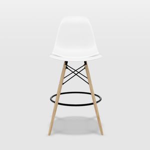 Banqueta Eames Lyan Alta Com Base De Madeira -