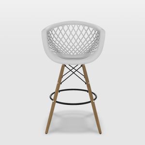 Banqueta Eames Bob Alta Com Base De Madeira -