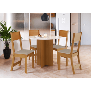 Conjunto Mesa Redonda Alice Com 4 Cadeiras 90cm -