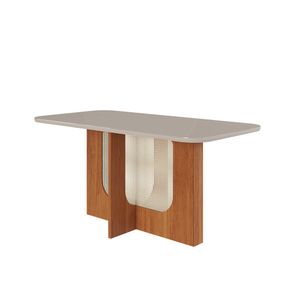 Mesa Retangular Louise Com Vidro Off White 1,60m -