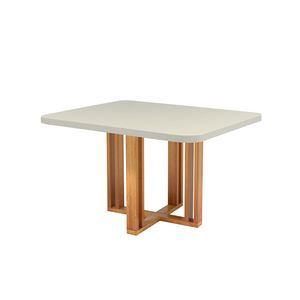 Mesa Retangular Ghaia Com Vidro Off White (1,20x80cm) -