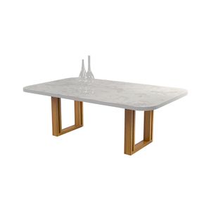 Mesa Retangular Alasca Com Tampo Bp Vidro Incolor (1,80x90cm) -