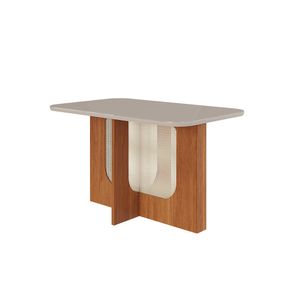 Mesa Retangular Louise Com Vidro Off White 1,30m -