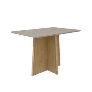 Mesa Retangular Celebrare Tampo De Madeira Com Vidro Off White 1,20m -