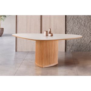 Mesa Retangular Selene Tampo Com Vidro Off White 1,50m -