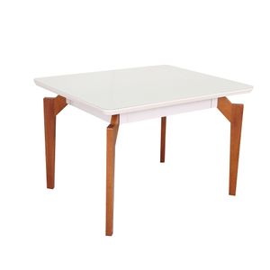 Mesa Retangular Abeille Com Vidro Off White 1,14m -