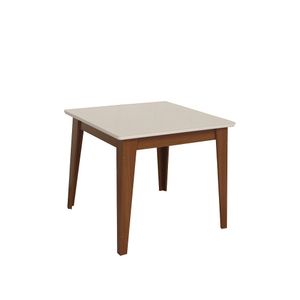 Mesa Quadrada Requinte Com Vidro Off White 90cm -