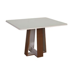 Mesa Retangular Lais Com Vidro Off White 1,15m -