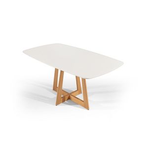 Mesa Retangular Prosa Tampo Com Vidro Off White 1,20m -