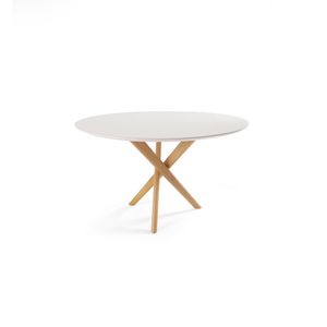 Mesa Redonda Verso Tampo Com Vidro Off White 1,35m -